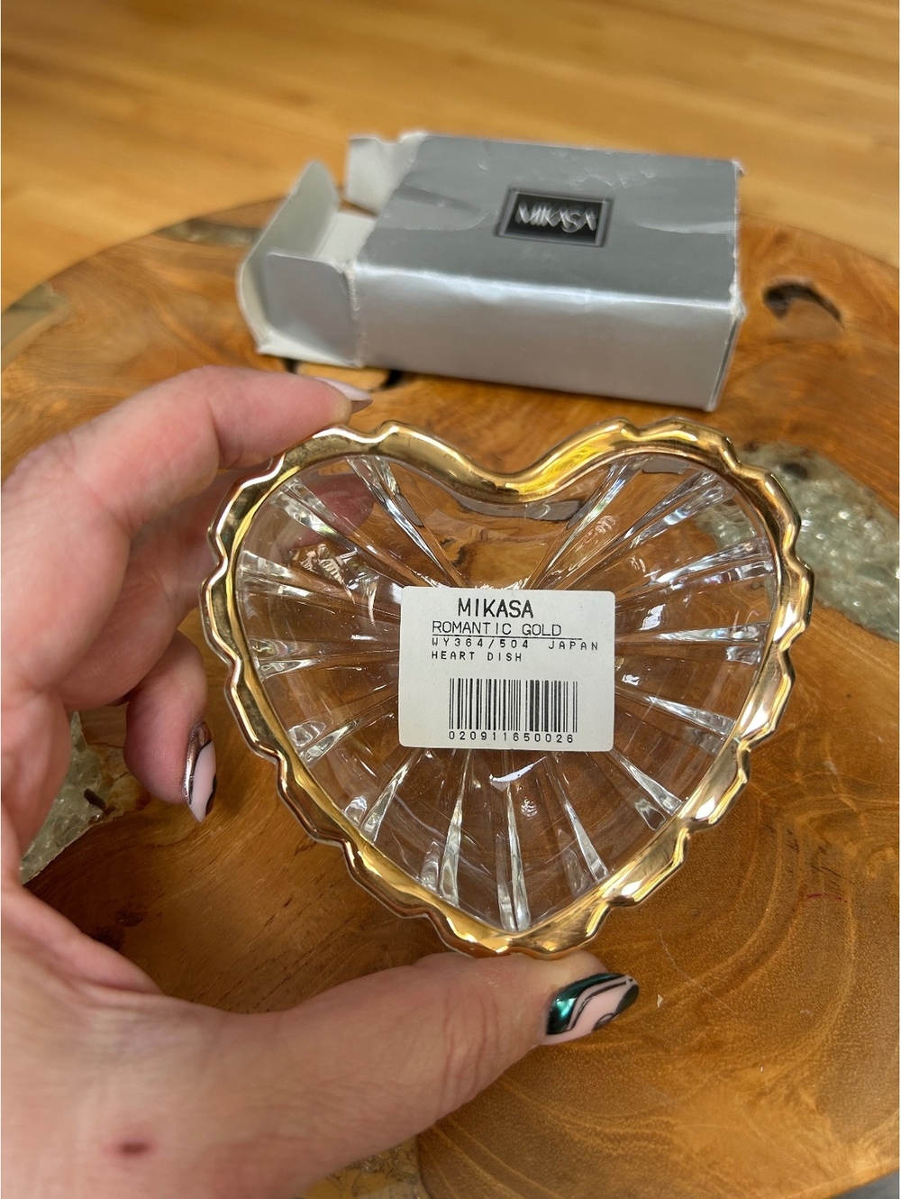 Mikasa Romantic Gold Heart Crystal Candy Dish 3.75"